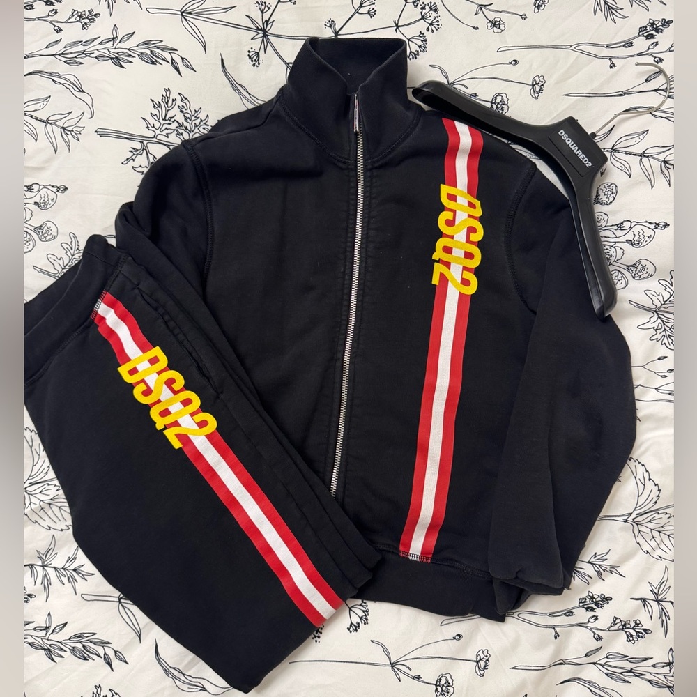 DSQUARED2 Black Tracksuit with Red and Yellow Accents